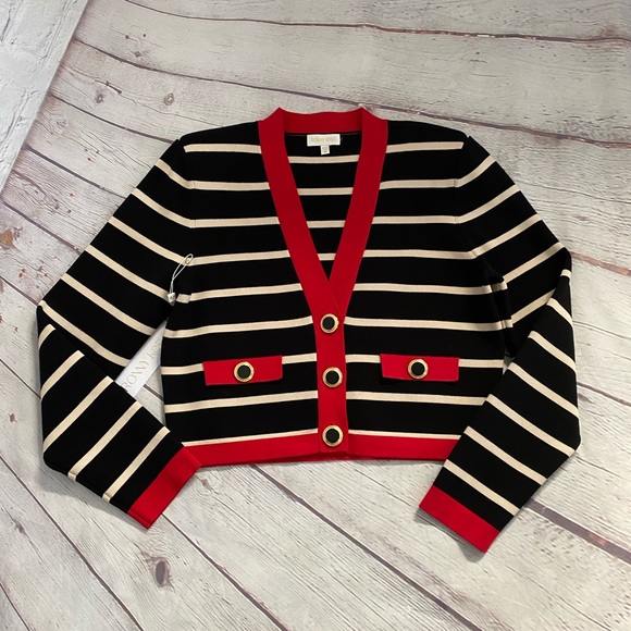 NWT Ronny Kobo Nautical Striped Cardigan Sweater - Picture 9 of 14